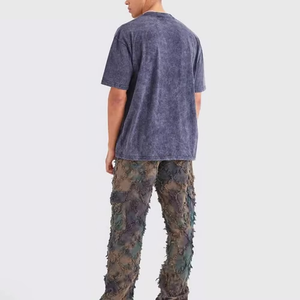 Camiseta de Hombre de Alta Calidad Hecha en Pakistán, Manga Corta, Texturizada, Azul, Lavado Ácido, Estilo Urbano, Vintage, Colección Casual - Product Image 2