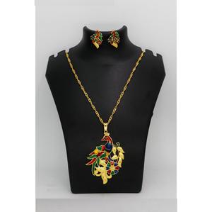 Women's Traditional Gold Plated Flower <b>Butterfly</b> Design Fancy Trending Chain Pendant Set Strand Type Fashionable Classic Style - Product Image 2