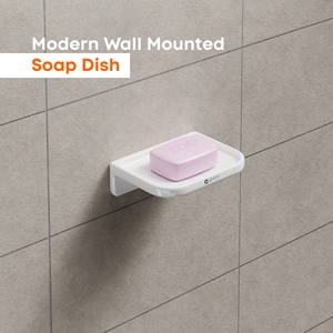 Porte-savon double grand format carré avec support mural, double couche, en verre et métal, robuste, pour salle de bain - Product Image 2