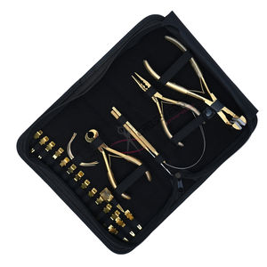 Kit d'outils pour extensions capillaires : Pince à micro-perles 5 pouces, Pince à bandes adhésives 7 pouces, Coupe-bandes de kératine, Outil à crochet, Enfile-boucles, Pinces de salon - Product Image 1