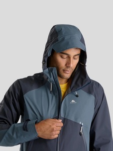 Veste imperméable à capuche pour homme, color-block, fermeture éclair sur le devant, style sportif, pour l'automne, coupe classique, en polyester. - Product Image 3