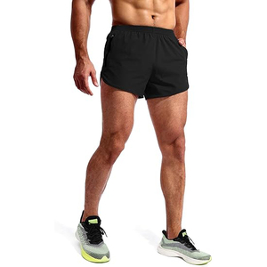 Shorts de sport pour homme, noirs, unis, avec impression par sublimation, coupe classique, séchage rapide, légers, avec poche pour téléphone - Product Image 3
