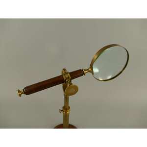 Loupe nautique à bord doré avec manche en bois, loupe antique nautique avec support, décoration de table de bureau - Product Image 4