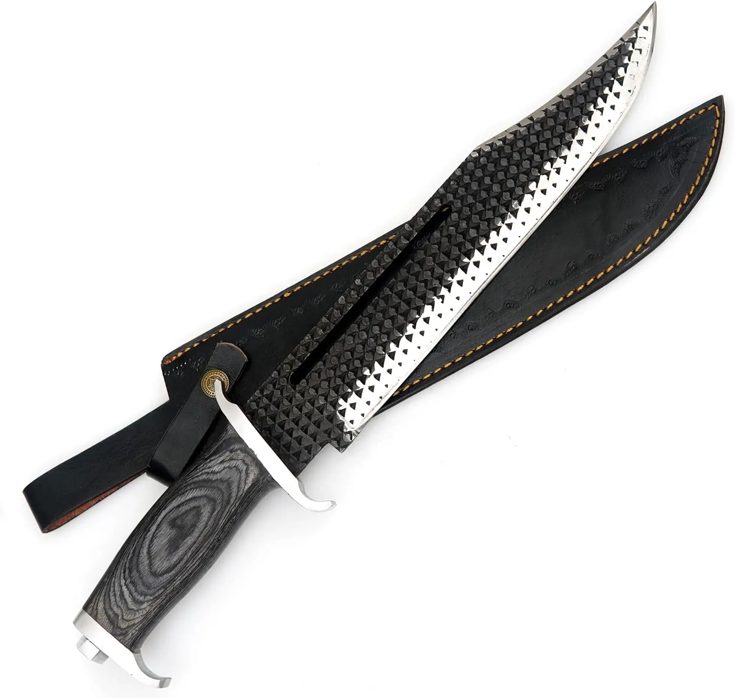 Нож ручной работы из углеродистой стали Rambo 3 bowie с деревянной ручкой pukka и кожаным футляром