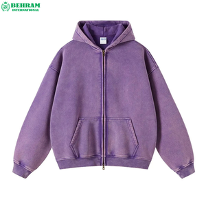 Sweat-shirts à capuche thermiques personnalisés avec fermeture éclair, 420 GSM, coupe classique, ourlet brut, broderies, fermeture éclair, 100% coton molletonné/éponge française - Product Image 4