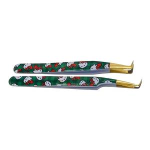 Pinzas para Pestañas Morje Quirúrgicas de Acero Inoxidable con Patrón Verde, Punta Dentada de Precisión, Longitud de 10 mm - Product Image 4
