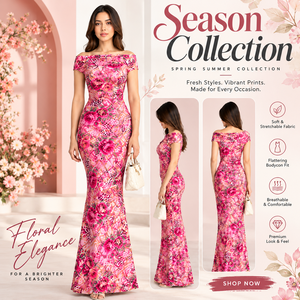 ชุดเดรสยาวทรงเมอร์เมดสีชมพูประดับเลื่อมลายดอกไม้สำหรับผู้หญิง แบบเปิดไหล่ - Product Image 5
