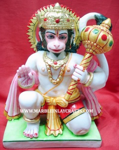 หินอ่อนสีขาว Pavan Putra ลอร์ดหนุมานนั่งไอดอล - Product Image 2