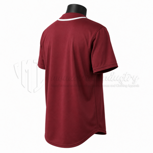 Maillot de baseball unisexe bordeaux à manches courtes, boutonné sur le devant, 100 % polyester, tissu en maille, personnalisable avec le nom de l'équipe, respirant, séchage rapide - Product Image 5