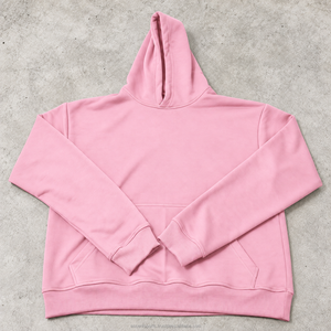 Sudadera con Capucha Rosa Unisex, Corte Holgado, Material de Felpa, Color Sólido, Estilo Casual, Largo Regular, Ropa de Otoño - Product Image 6