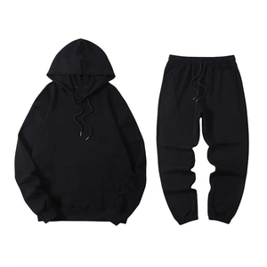 Conjunto Deportivo Informal Unisex Personalizado, Transpirable, Sudadera con Capucha, Pantalones Deportivos, Forro Polar Sólido, Poliéster/Algodón - Product Image 1