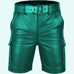 Made in Pakistan <b>Men's</b> <b>Leather</b> <b>Shorts</b>-Solid Hip Hop Style Waterproof Canvas Knitted Fabric OEM Service Custom Color High Quality - Product Image 3
