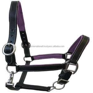Double <b>Stitched</b> Black Premium Leather Horse Halter in All Custom Sizes Colors and Adjustable Nickel Plated Brass <b>Accessories</b> - Product Image 3
