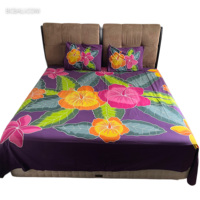 Ensemble de draps et de taies d'oreiller en rayonne faits à la main, peints à la main, nouveau design floral, originaux de Bali par des artisans balinais