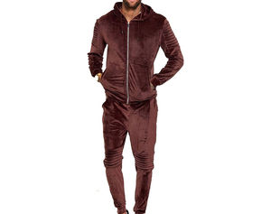 Survêtement en velours doux pour homme, deux pièces, veste zippée, pantalon droit - Product Image 1