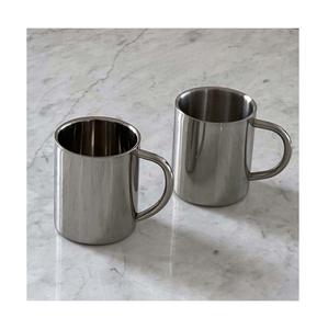 Mugs à café en acier inoxydable brillant à paroi simple, élégants, finition poli miroir et métal mat. - Product Image 4