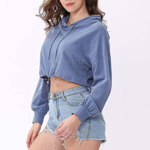 Sudadera con Capucha Corta para Mujer, de Primera Calidad, Más Vendida, Color Sólido, Ecológica, Transpirable, con Logotipo Frontal - Product Image 3