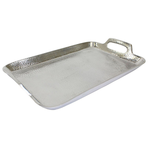 Hammered Stainless Steel Serving <b>Tray</b> with Handles <b>Rectangular</b> <b>Mirror</b> Polished Metal Food Platter for Hotel Buffet Restaurant - Product Image 1