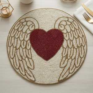 Mantel individual de cristal con cuentas R10 para comedor y cocina, cuadrado, con cuentas blancas, diseño floral multicolor. - Product Image 6