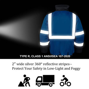 Chaqueta de Trabajo Econex para Hombre, de Alta Visibilidad, Reflectante, de Poliéster, con Cierre Frontal, Franjas de Seguridad, Certificación CE, Detección de Agujas - Product Image 3