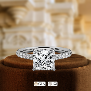 Bague de fiançailles en diamant de laboratoire taille princesse 1,5 carat, certifiée IGI, or jaune 14 carats, pour mariage et cadeau, bague de promesse minimaliste et unique - Product Image 1