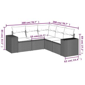 Ensemble de canapés de jardin en rotin PE brun, acier thermolaqué et polyester - Product Image 3