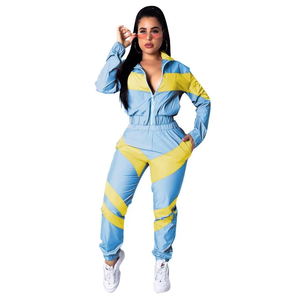 Ensemble de survêtement coupe-vent color block pour femme en gros – Collection OEM de vêtements de sport et streetwear en nylon personnalisable - Product Image 4