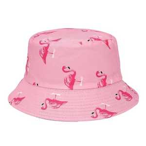 Unisex Bucket <b>Hat</b> <b>Flamingo</b> Print Beige Black Casual Spring Summer Beach Polyester Canvas Adult <b>Hat</b> - Product Image 4