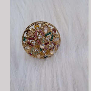 Exquis plaqué or autrichien et perle pierre anneaux élégant couvre-chef de mariée bijoux fins pour les femmes mariage et tenue de fête - Product Image 1