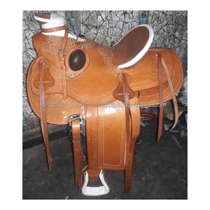 Tarifa al por mayor Heavy Duty Western Barrel Saddle Tooling trabajo diseñador en cuero para uso ecuestre - Product Image 4