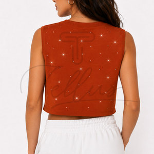 New Arrivals Breathable Women <b>Rhinestone</b> <b>crop</b> <b>top</b> Latest Style Women's <b>Rhinestone</b> <b>crop</b> <b>top</b> Available In all sizes - Product Image 5