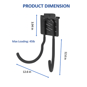 ตะขอแขวนติดผนังโลหะสำหรับจัดระเบียบบ้าน จัดเก็บของในโรงรถและโรงงาน แข็งแรงทนทาน ผลิตจากเหล็กสีดำ GAPGAR005 - Product Image 2