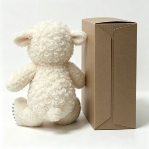 Customized neutral baby gift <b>box</b> with sheep stuffed toy & star knit <b>blanket</b>,curly lamb plush and knitted <b>blanket</b> gift set - Product Image 4