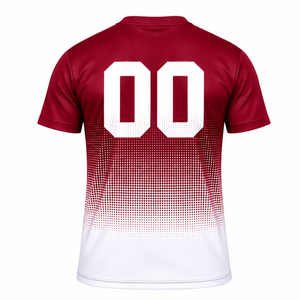 Maroon and <b>White</b> Gradient Sublimation T <b>Shirt</b> <b>Men</b> <b>Short</b> <b>Sleeve</b> Crew Neck Custom Printed Sports Training Performance Athletic - Product Image 2