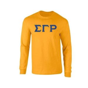 Camiseta de manga larga de sarga con letras de la hermandad griega Gold Sigma Gamma Rho, cuello redondo, para mujer, ropa universitaria, envío en 2 días, personalizada al por mayor - Product Image 2
