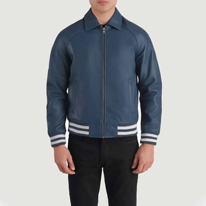 Vestes de sport personnalisables pour hommes, légères, d'hiver, décontractées, en cuir véritable, écologiques, avec fermeture éclair, brodées et enduites - Product Image 2