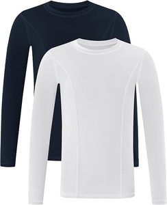 T-shirt blanc et rouge à manches longues, col rond, sport, séchage rapide, polyester, brodé, couleur unie, coupe unisexe, confortable et résistant à l'usure - Product Image 4
