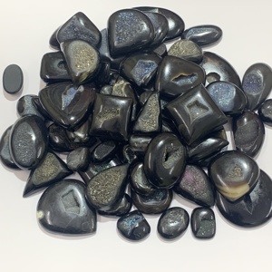 Vente en gros de cabochons d'agate noire naturelle Druzy, pierres précieuses en vrac, tranche de 6 mm de hauteur, pour la fabrication de bijoux MAHNAJ GEMS JAIPUR - Product Image 3