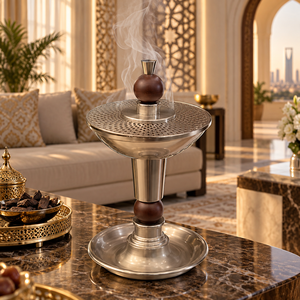 Metalwork Wood Accent Bakhoor Burner | Stainless Steel Arabic Oud Incense Holder Islamic <b>Home</b> <b>Decor</b> Ramadan Eid Gift Luxury Gift - Product Image 3