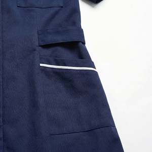 Navy Blue Short Sleeve <b>Nurse</b> Dress | Contrast Piping Medical Uniform | Professional Healthcare Workwear| Custom OEM Manufacturer - Product Image 4