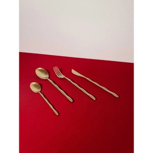 Matte Gold Flatware Set Minimalist Design Metal Cutlery <b>Spoon</b> Fork Knife - Product Image 3