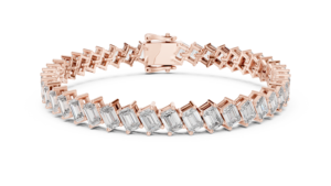 Pulsera de tenis clásica con diamantes cultivados en laboratorio de 7.5 quilates con corte esmeralda, engastada en oro rosa de 18 quilates, para uso diario, bodas o compromisos, para ella. - Product Image 4