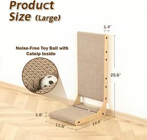 Lot de 2 griffoirs pour chat modernes et élégants, 25,6'' de hauteur, en bois, en forme de L, verticaux, à fixer au mur, pour l'intérieur - Product Image 3