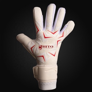Custom Design White and Red Breathaprene Soccer Goalkeeper <b>Glove</b> with 4mm German Latex Medius Cut Flat Palm Goalkeeper <b>Gloves</b> - Product Image 2