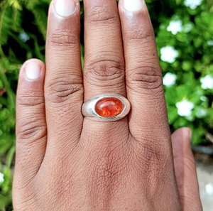 Bague de promesse en argent sterling 925 avec ambre baltique naturel fait main, taille ovale, bijou bohème en pierre précieuse, magnifique cadeau pour femme - Product Image 5