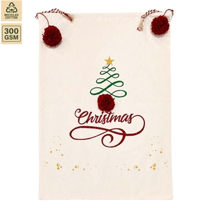 300 GSM Non Laminated Cotton <b>Canvas</b> <b>Drawstring</b> Gift <b>Bag</b> Gift Packaging 53x78 cm Flat Custom Logo Wholesale OEM Model SS195 - Product Image 3