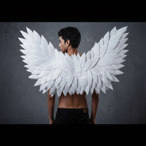 Grandes ailes d'ange blanches pour déguisement, ailes en plumes légères faites à la main pour cosplay - Product Image 5