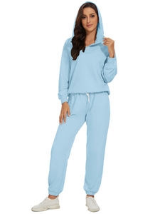 ชุดเซ็ตวอร์มลำลองสำหรับผู้ชาย แบบสวมใส่ได้ทั้งชายและหญิง สกรีนโลโก้ได้ตามต้องการ เหมาะสำหรับฤดูหนาว มีฮู้ดและกางเกงจ็อกเกอร์ ลายเรียบ สีพื้น ชุดสองชิ้นเข้าชุดกัน - Product Image 5