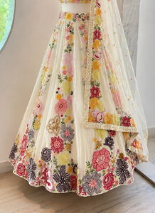 Conjunto de Lehenga de Boda con Bordado Floral, Falda de Tule sin Mangas con Dupatta, Vestido de Novia para Festivales - Product Image 2