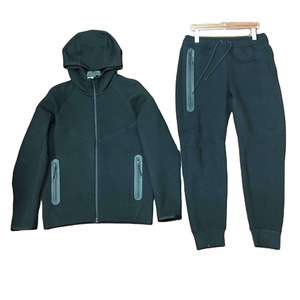 Reflective Winter Mens Tracksuit Solid Color <b>Hoodie</b> & Jogger Set Breathable Eco-Friendly <b>Lightweight</b> Polyester Sportswear - Product Image 3